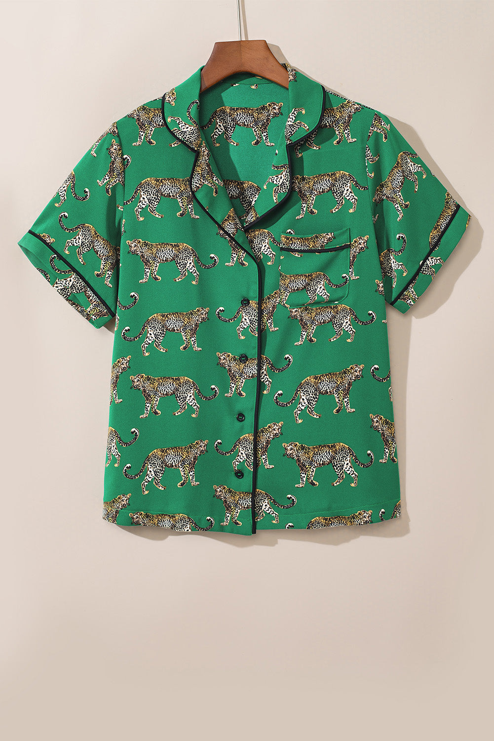 Green Cheetah Print Short Sleeve Shirt and Pants Pajama Set-Chaelisa's New Jammies