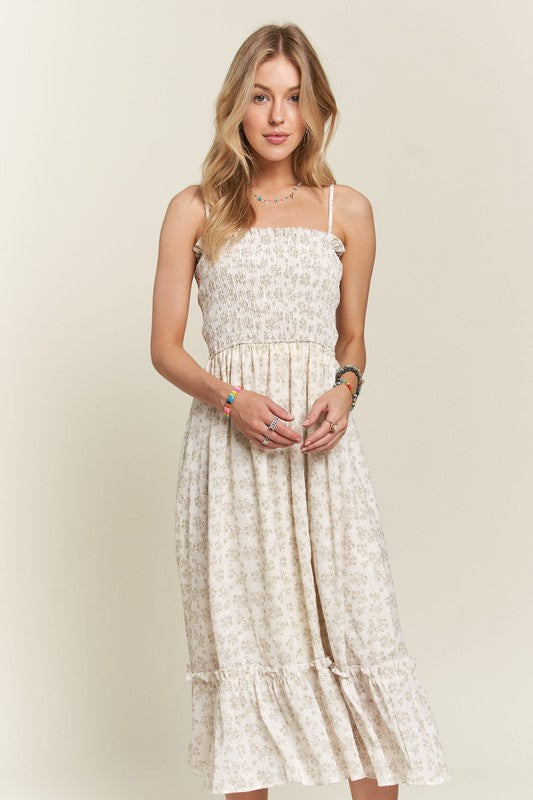 ADORA Smocked Floral Ruffled Hem Cami Dress-Chaelisa's New Jammies