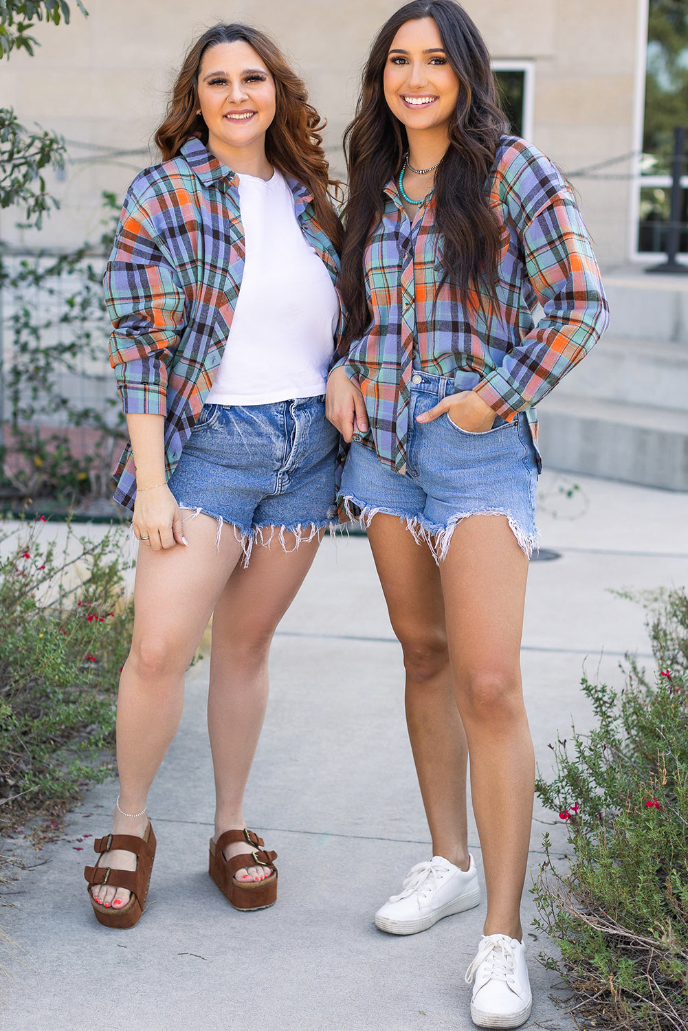 Orange Plaid Print Loose Vintage Shirt-Chaelisa's New Jammies