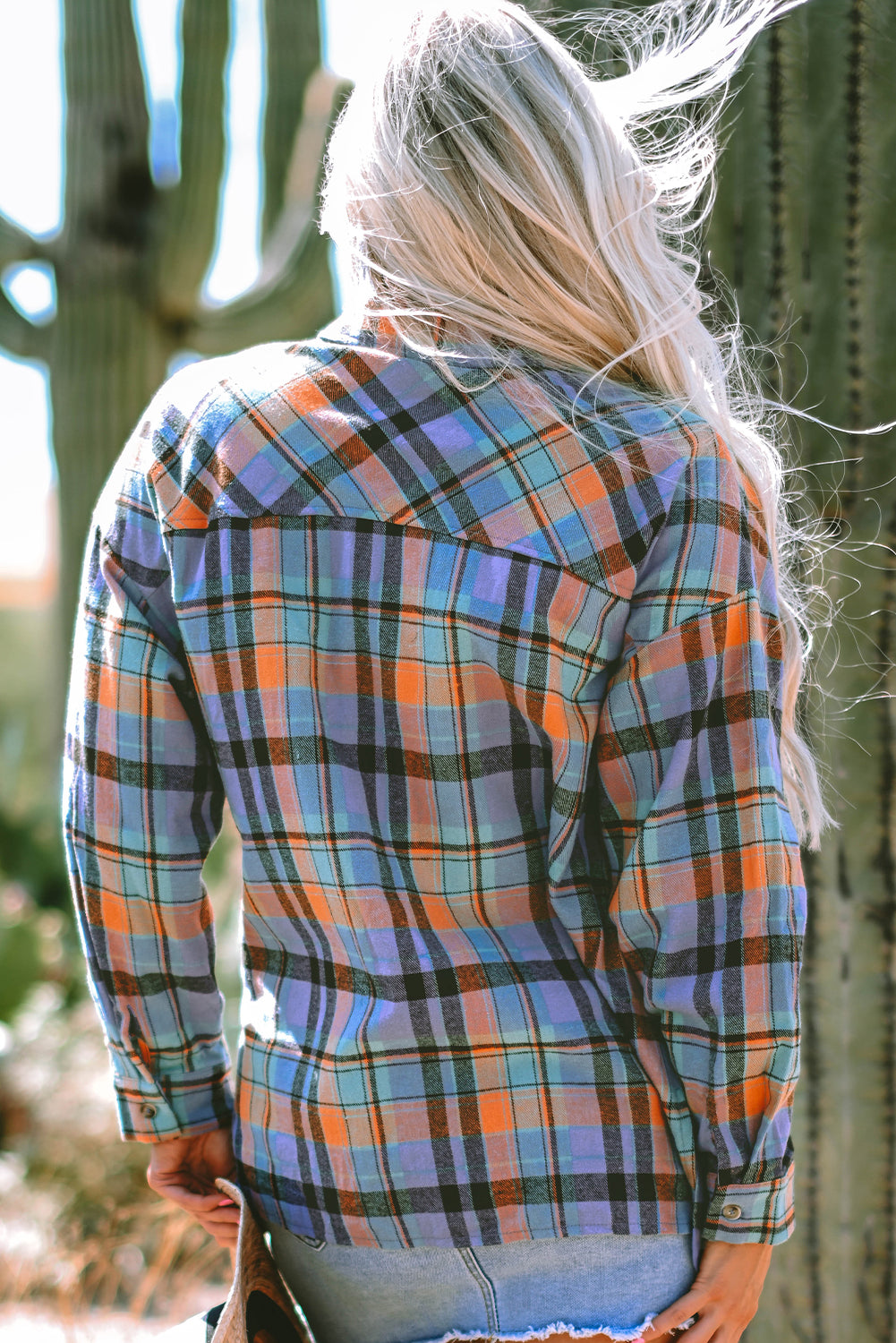 Orange Plaid Print Loose Vintage Shirt-Chaelisa's New Jammies