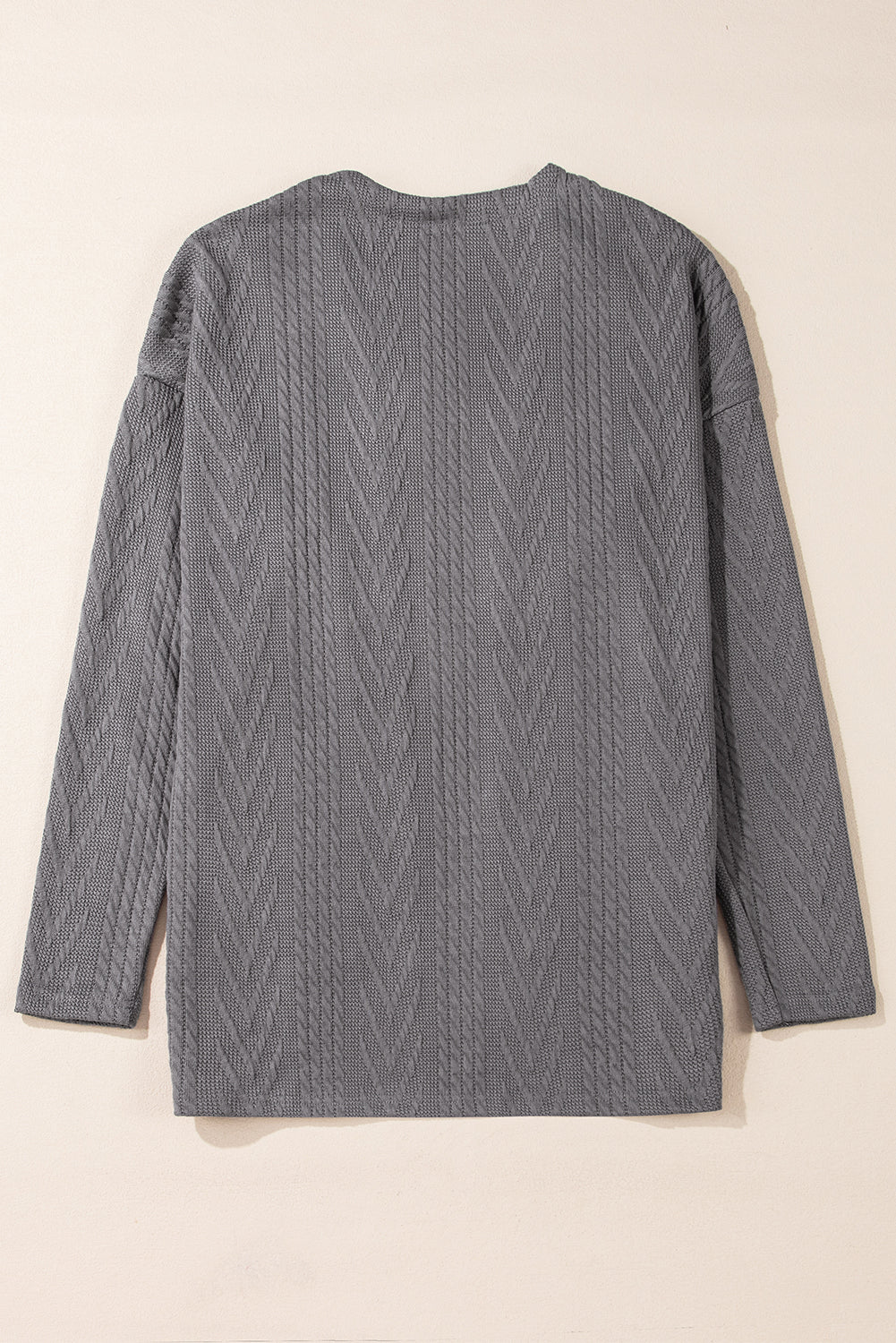 Medium Grey  Solid Textured Open Front Cardigan with Pocket-Chaelisa's New Jammies