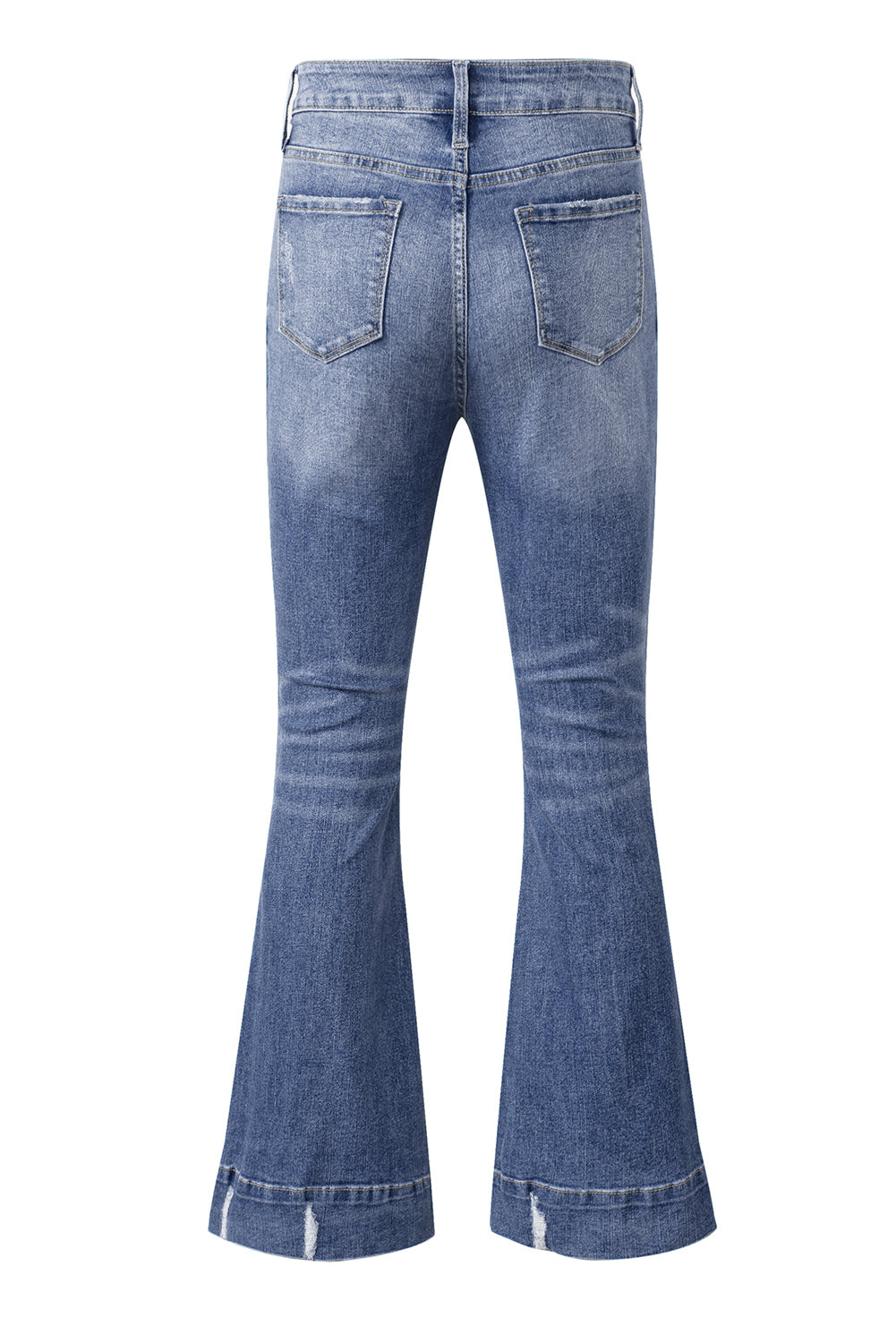 Sky Blue Slight Distressed Medium Wash Flare Jeans-Chaelisa's New Jammies