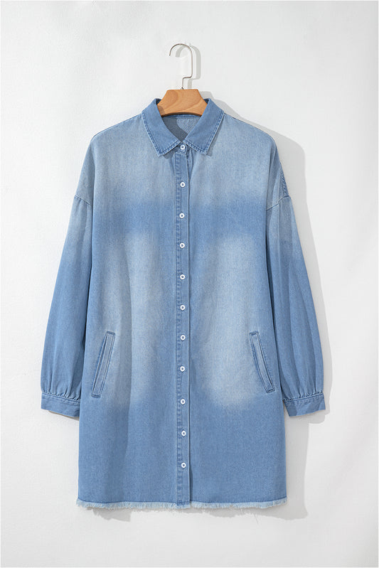 Beau Blue Risen Medium Washed Denim Shirt Dress-Chaelisa's New Jammies