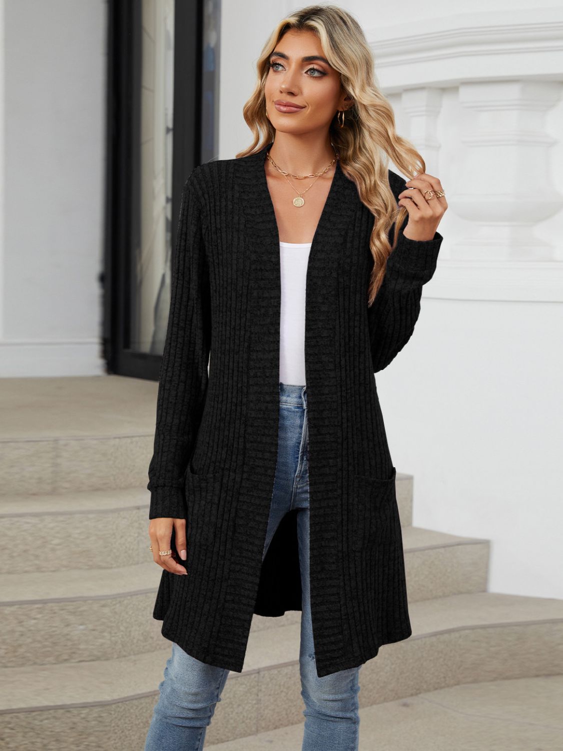 Open Front Long Sleeve Cardigan-Chaelisa's New Jammies