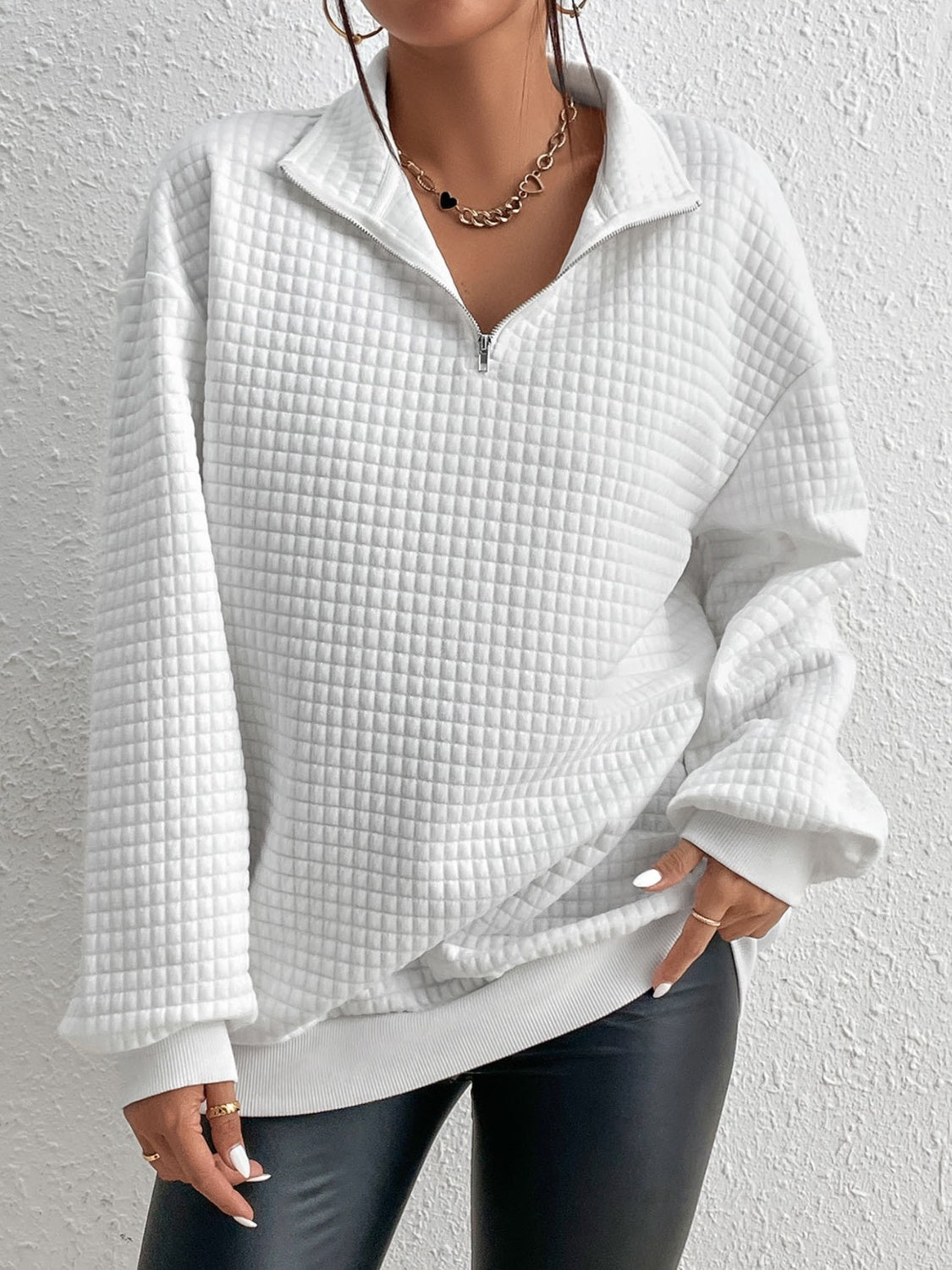 Collared Neck Long Sleeve Sweatshirt-Chaelisa's New Jammies