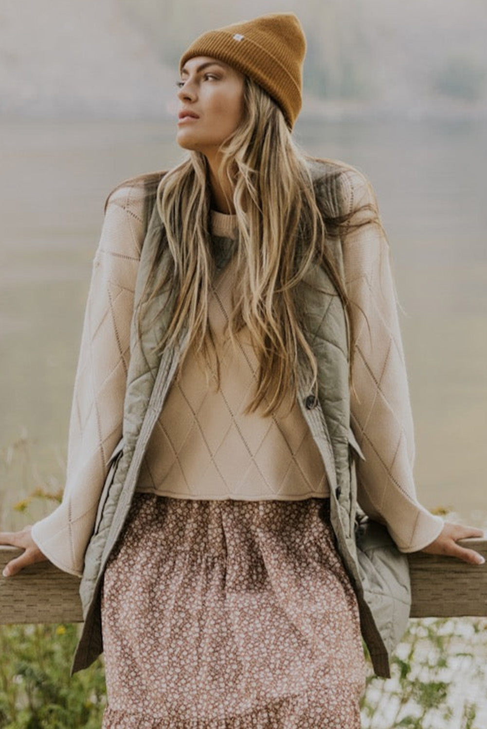 Grass Green Quilted Long Vest Jacket with Pockets-Chaelisa's New Jammies