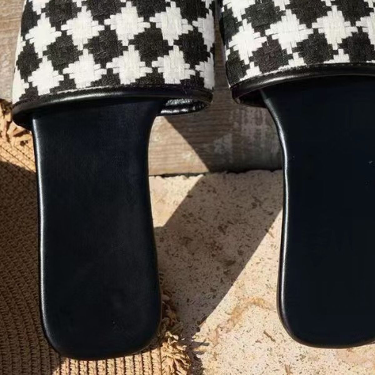 Plaid Open Toe Flat Sandals-Chaelisa's New Jammies