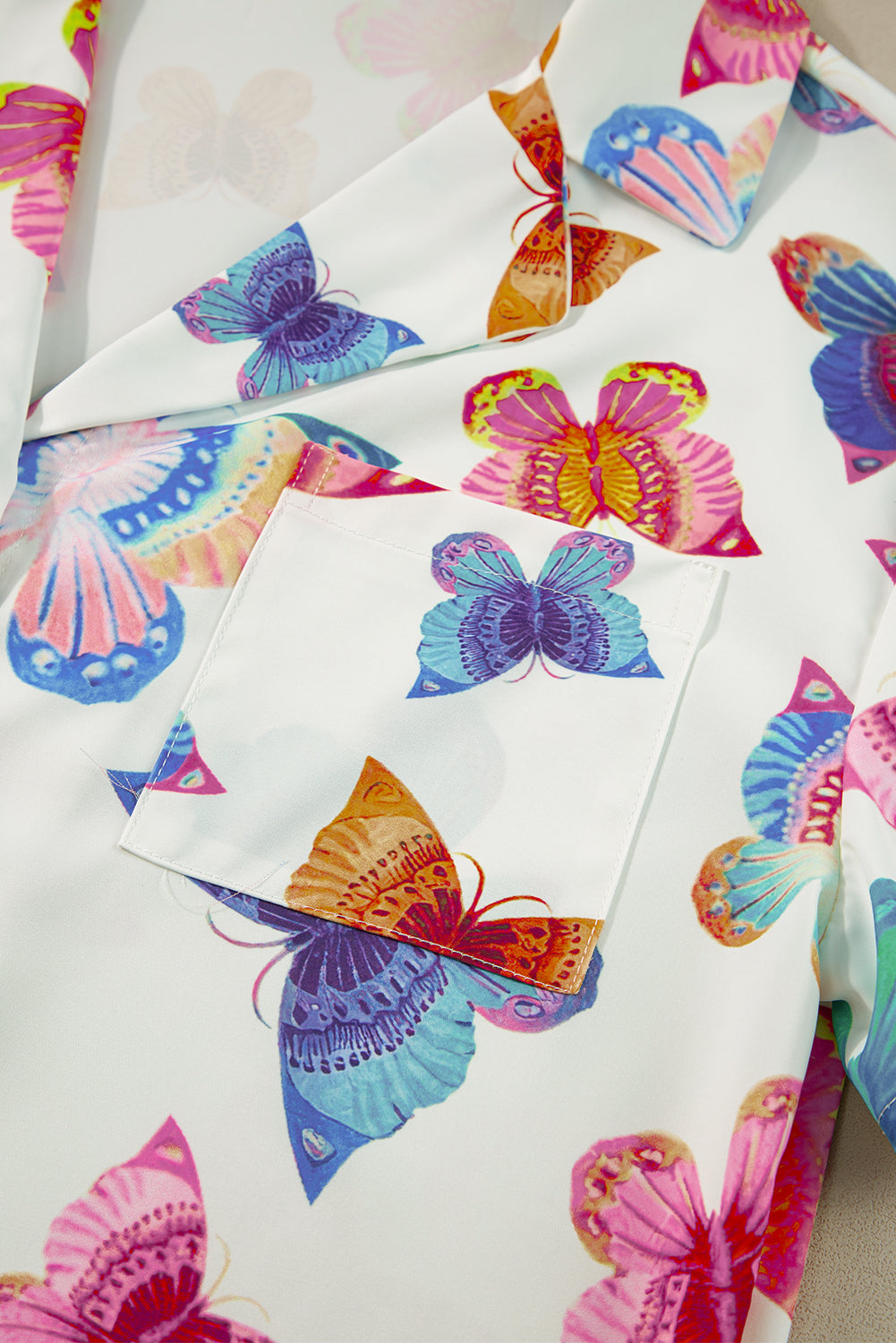 Multicolour Butterfly Pattern Short Sleeve Shirt Pajamas Set-Chaelisa's New Jammies