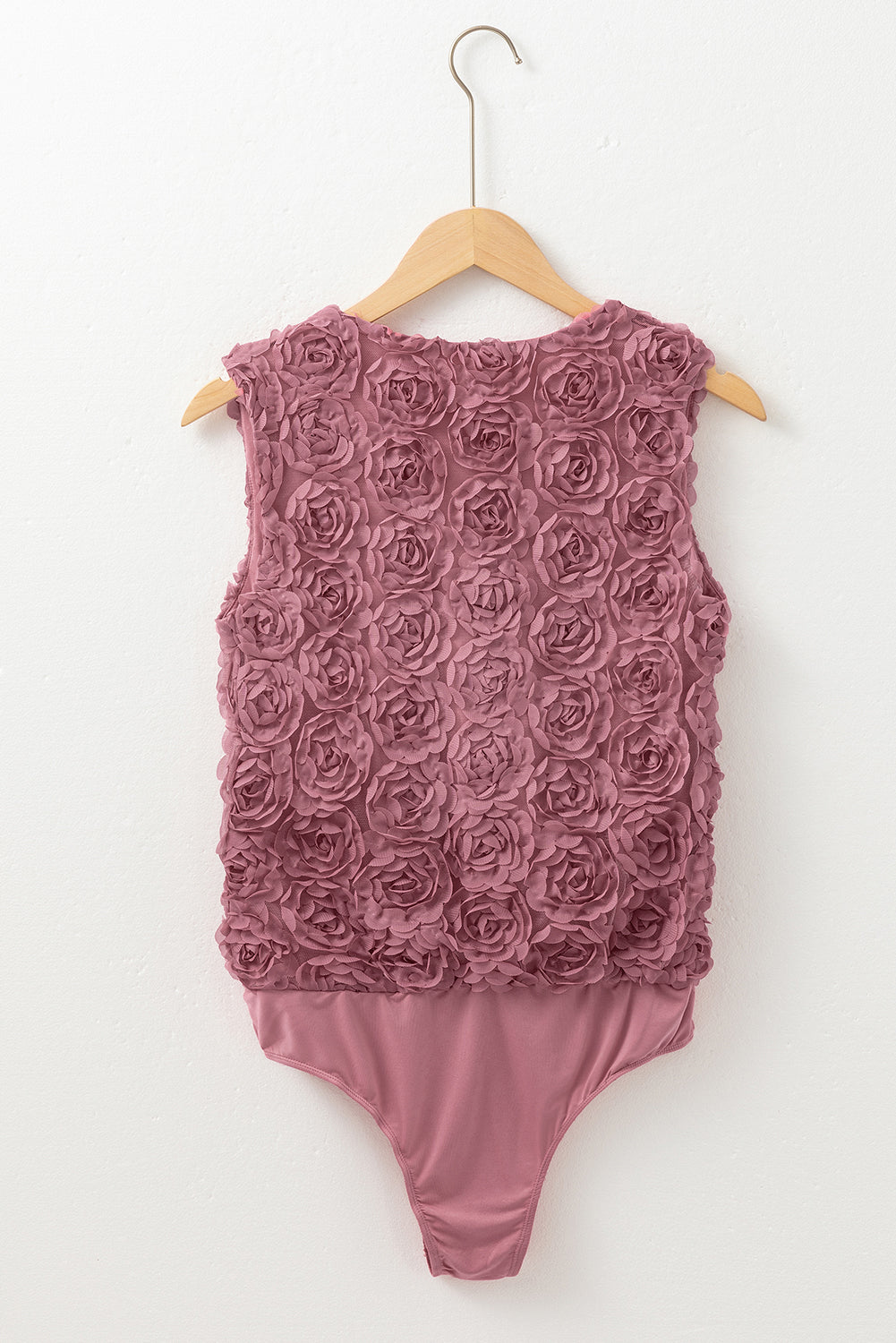 Heather Floral Textured V Neck Wrapped Sleeveless Bodysuit-Chaelisa's New Jammies
