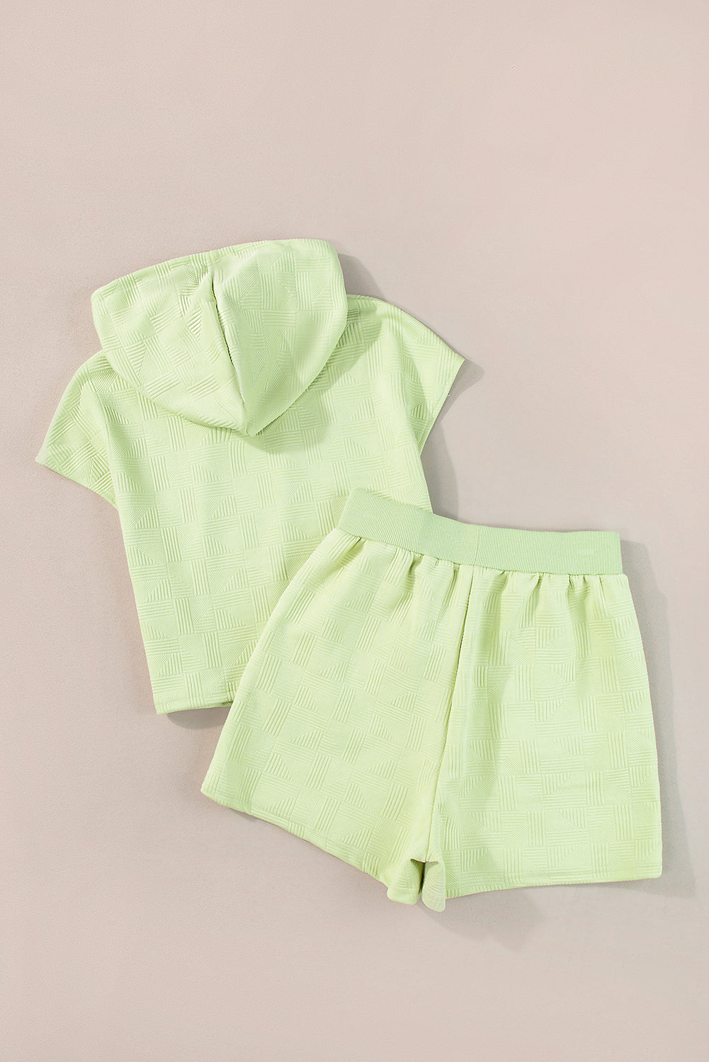 Meadow Mist Green Textured Cropped Hoodie and Shorts Set-Chaelisa's New Jammies
