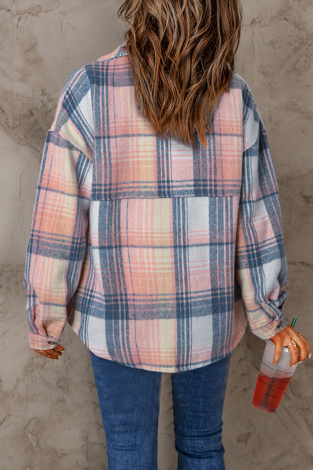 Pink Black/Pink Plaid Flap Pockets Shacket-Chaelisa's New Jammies