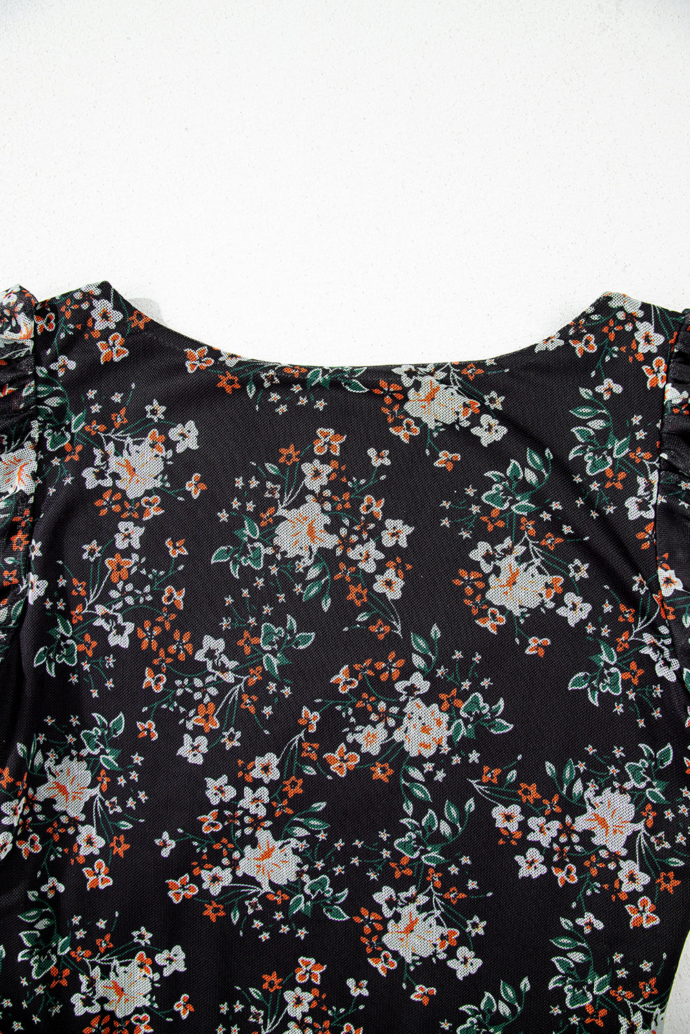 Black Floral Print U Neck Short Puff Sleeve Bodysuit-Chaelisa's New Jammies