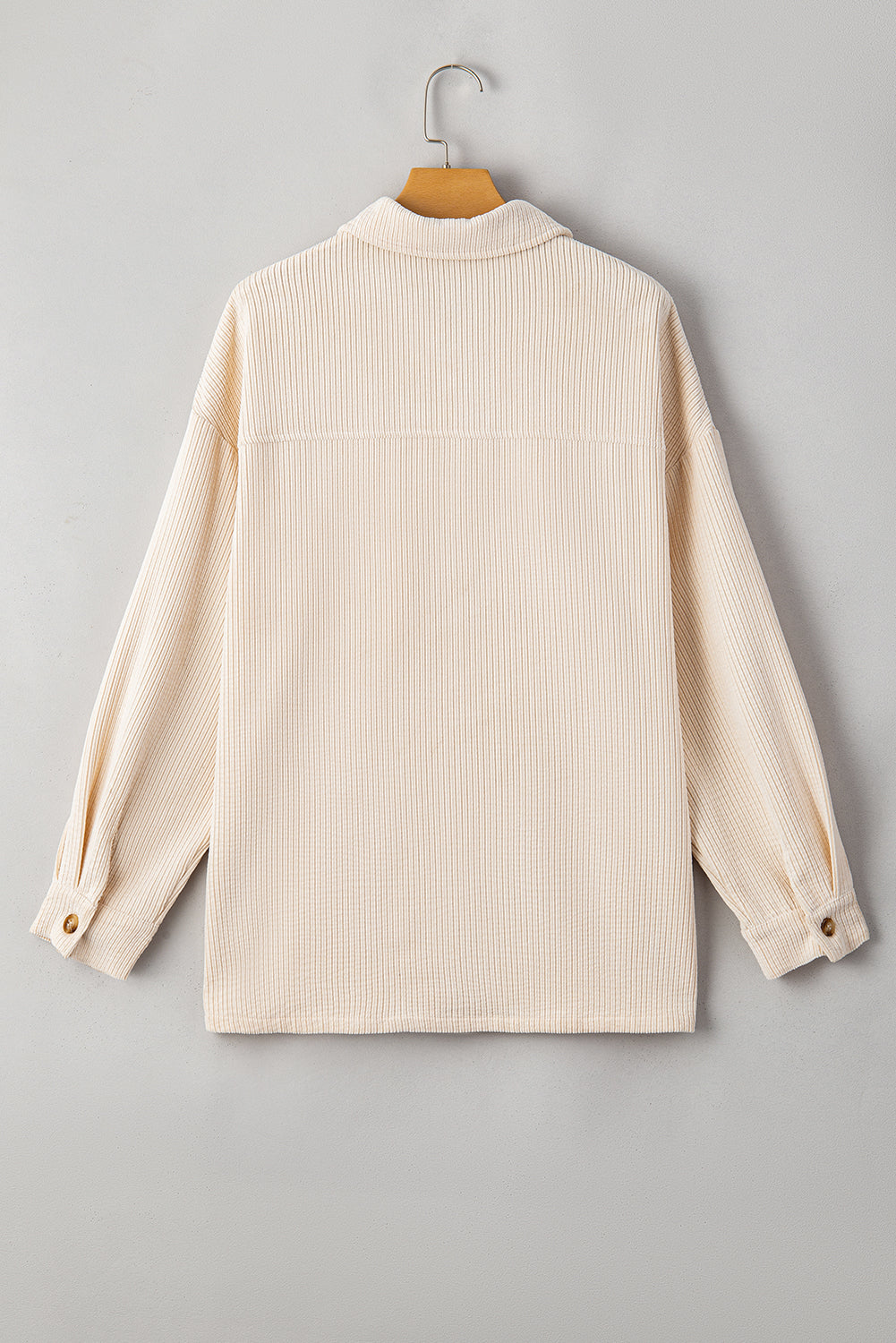 Oatmeal Textured Flap Pockets Buttoned Plus Size Shacket-Chaelisa's New Jammies