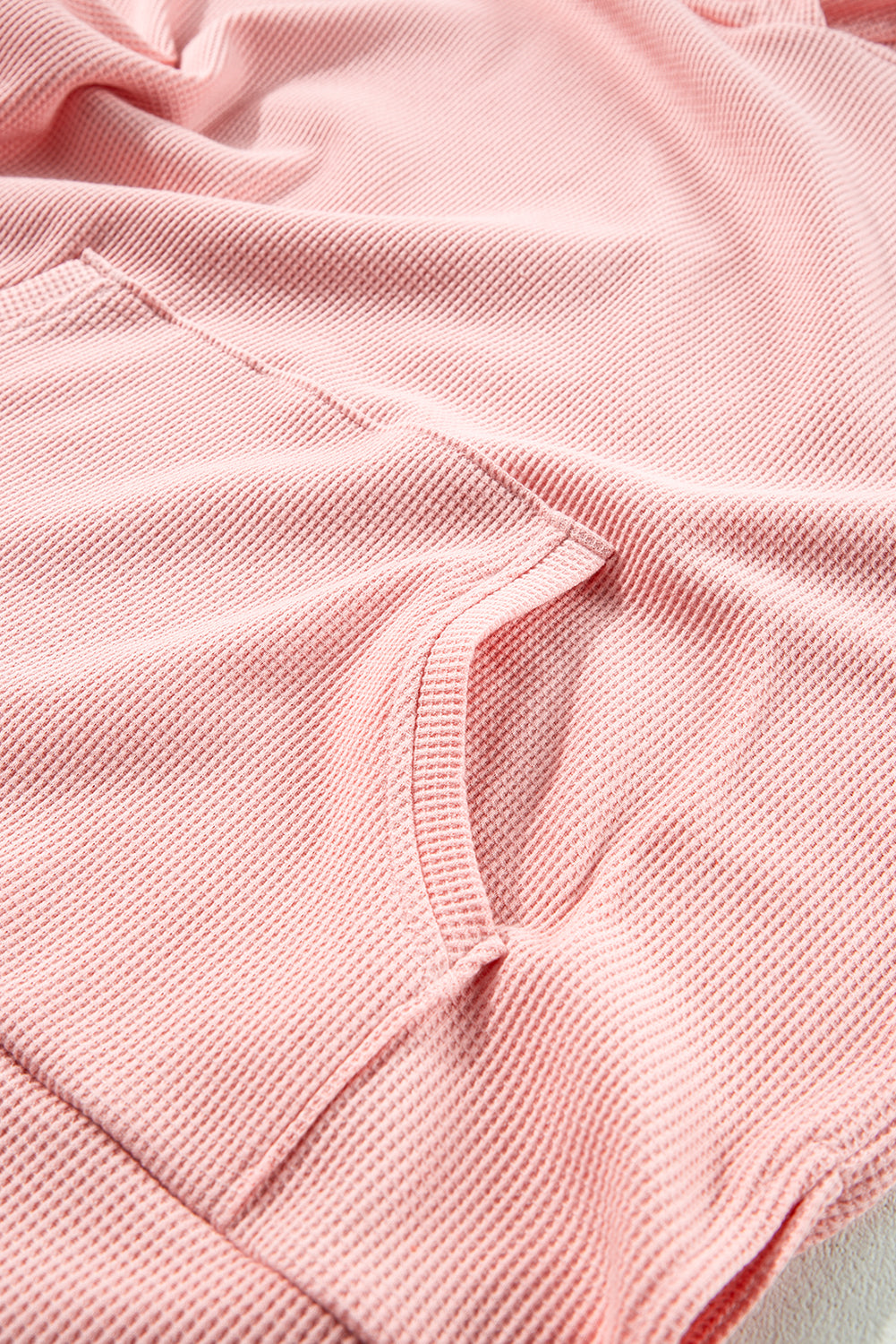 Light Pink Waffle Knit Fleece Lined High Low Oversized Hoodie-Chaelisa's New Jammies