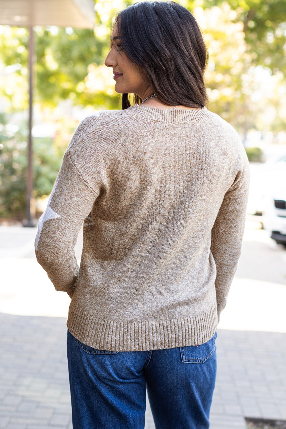 Khaki Star Pattern Drop Shoulder Sweater-Chaelisa's New Jammies