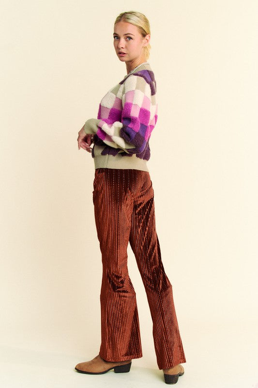 Davi & Dani Elastic Waist Knit Flare Pants-Chaelisa's New Jammies