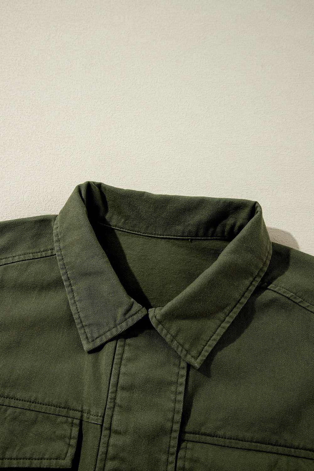 Moss Green Snap Button Zipper Tight Waist Collared Jacket-Chaelisa's New Jammies