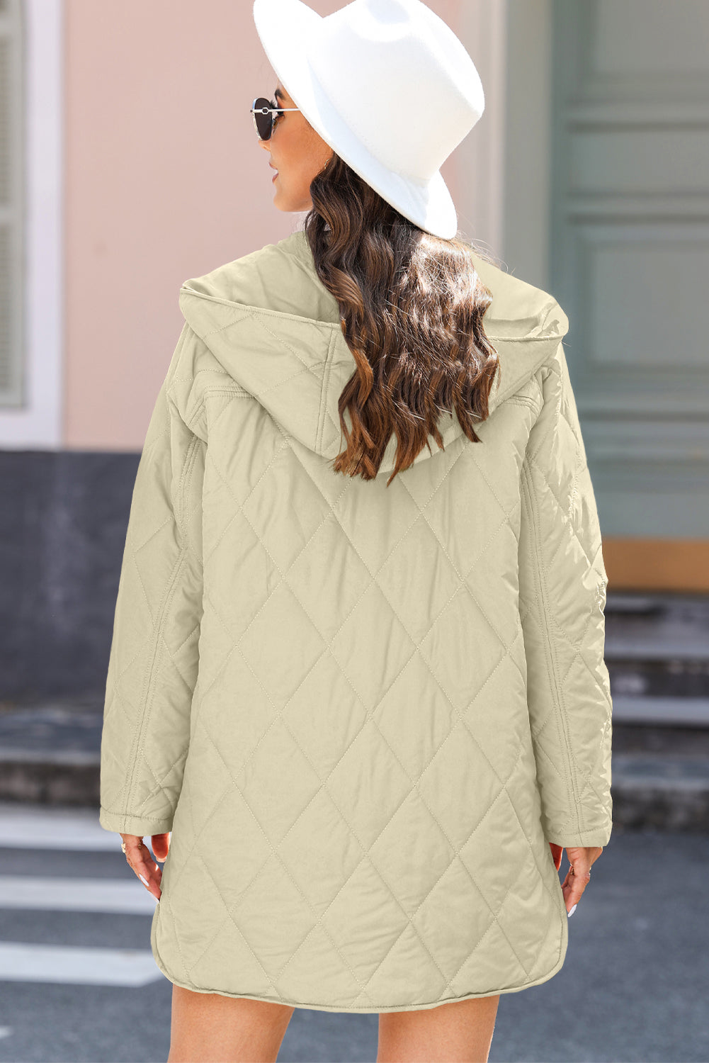 Beige Quilted Snap Button Hooded Coat-Chaelisa's New Jammies