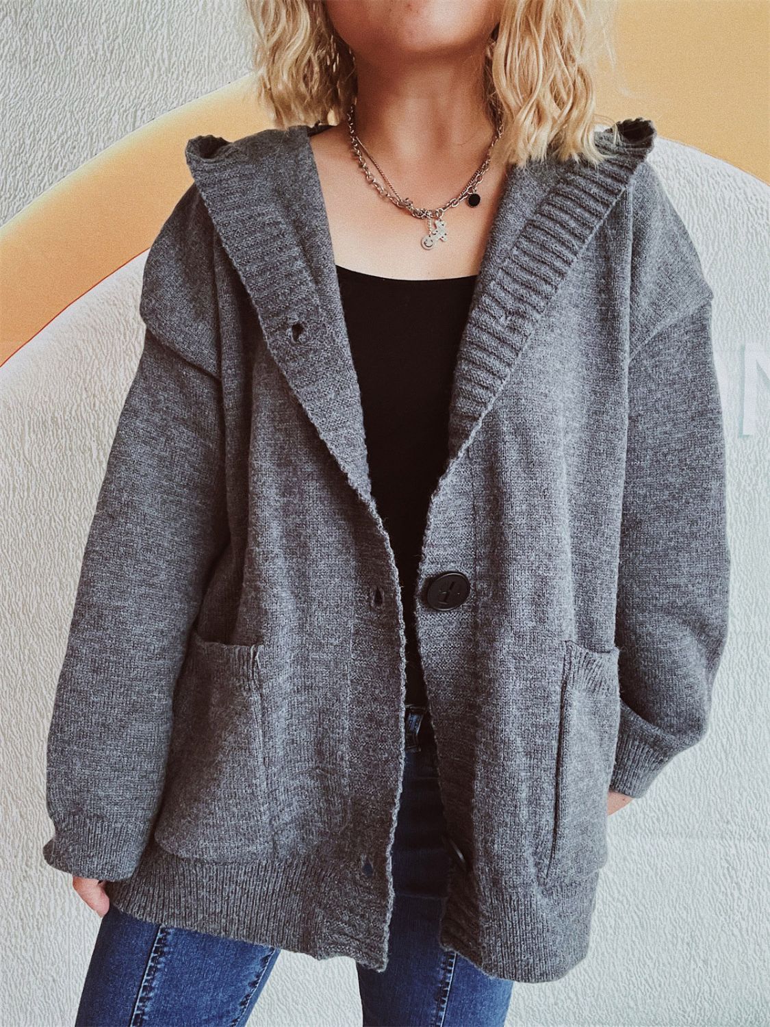 Dropped Shoulder Long Sleeve Hooded Cardigan-Chaelisa's New Jammies