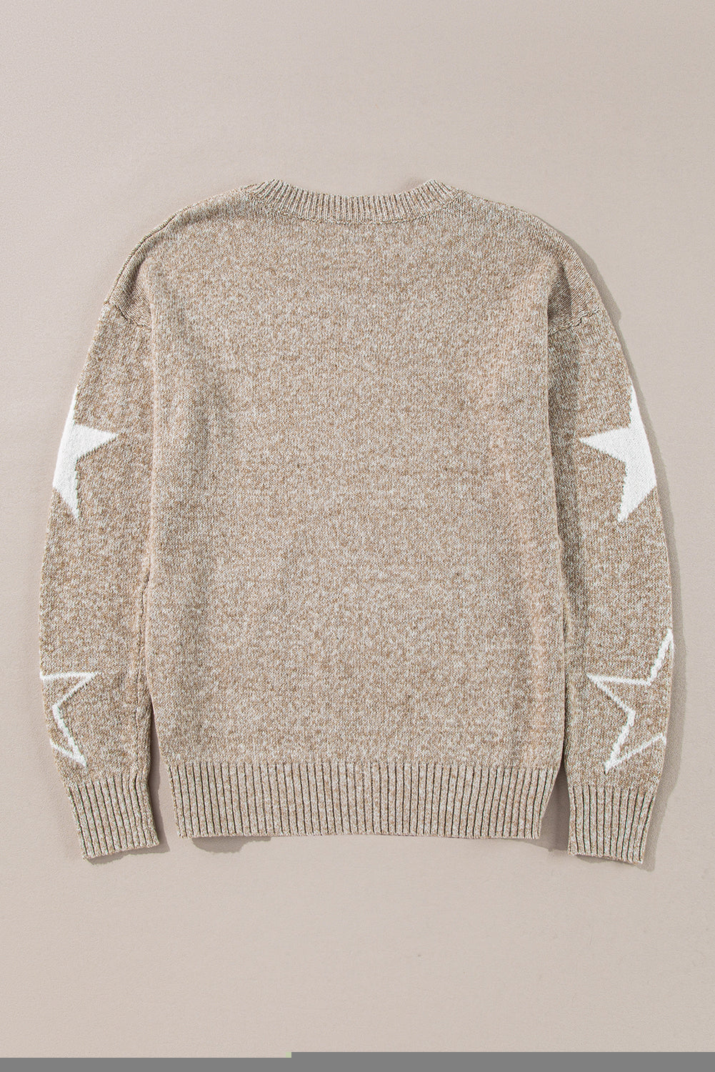 Khaki Star Pattern Drop Shoulder Sweater-Chaelisa's New Jammies