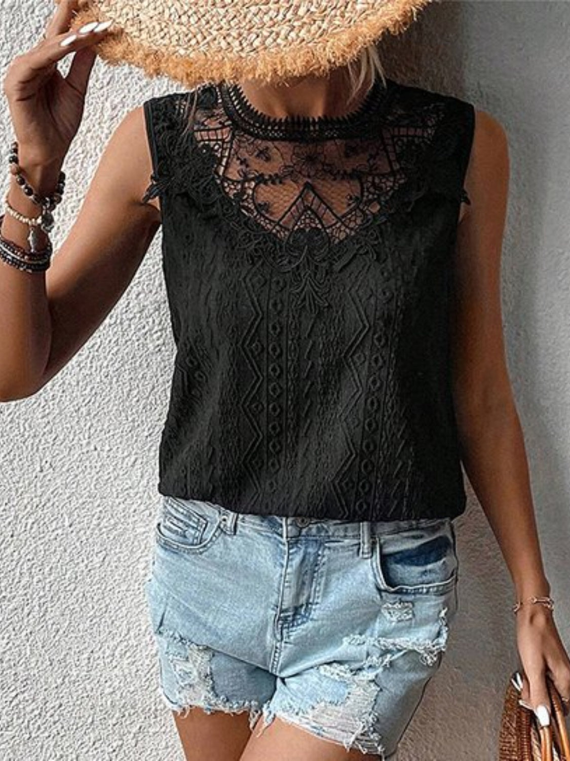 Lace Eyelet Sleeveless Top-Chaelisa's New Jammies