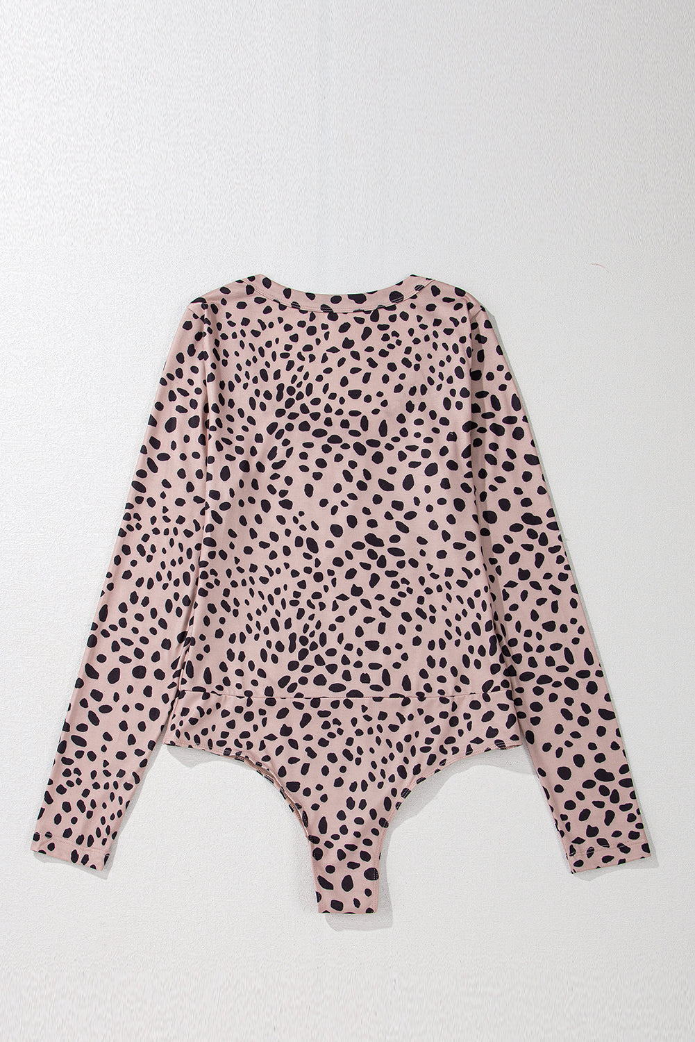 Smoke Gray Leopard Print Long Sleeve Scoop Neck Slim Fit Bodysuit-Chaelisa's New Jammies