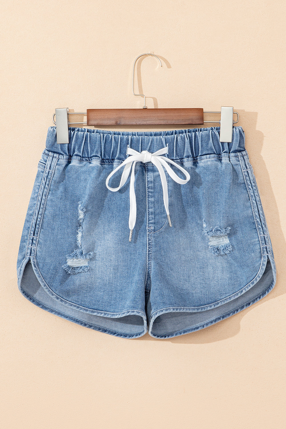 Myosotis Drawstring High Waist Distressed Denim Shorts-Chaelisa's New Jammies