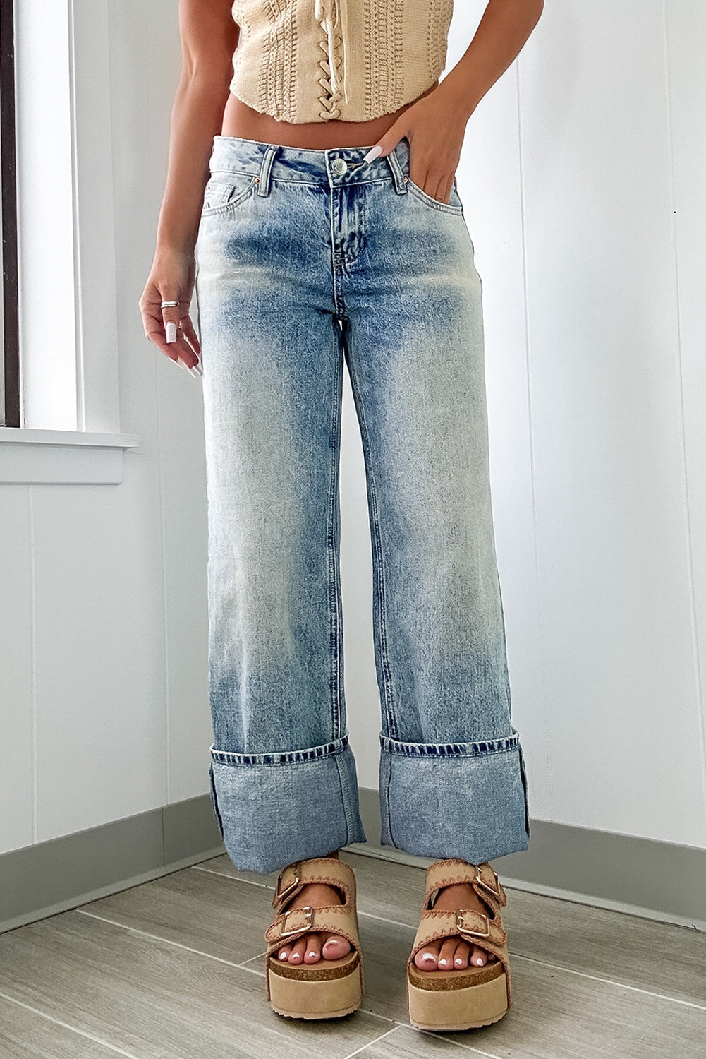 Myosotis High Rise Button Zip Fly Medium Wash Jeans-Chaelisa's New Jammies