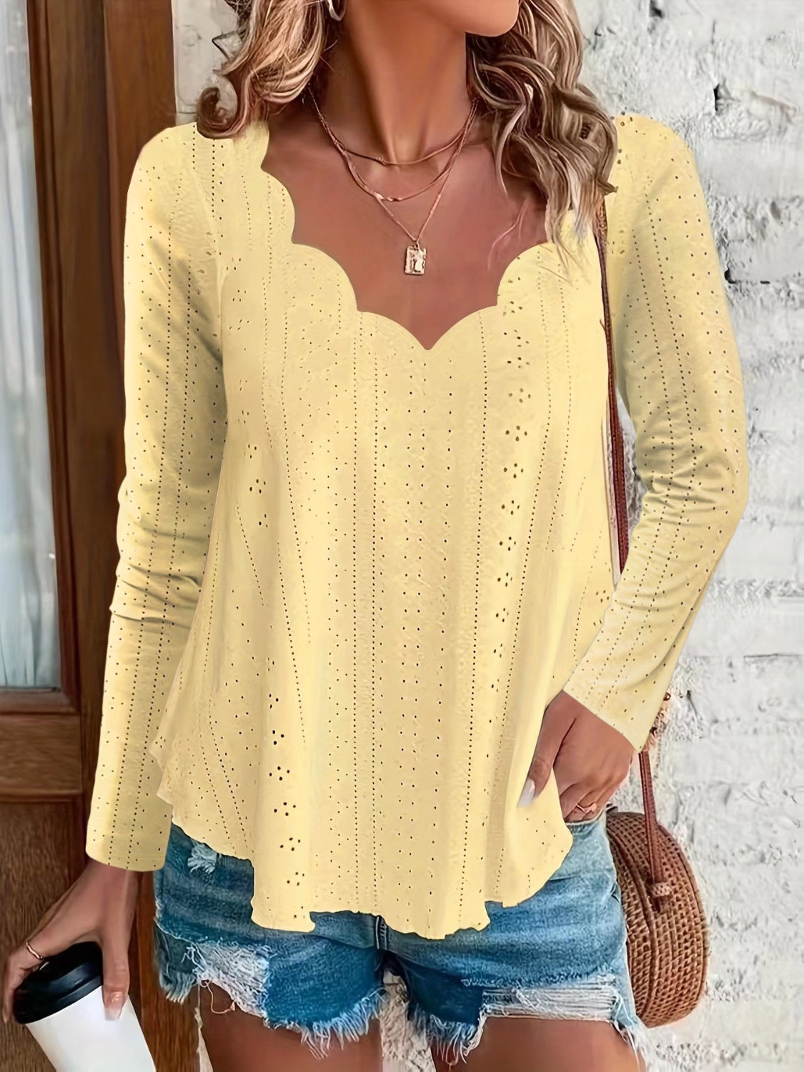 Eyelet Long Sleeve Blouse-Chaelisa's New Jammies