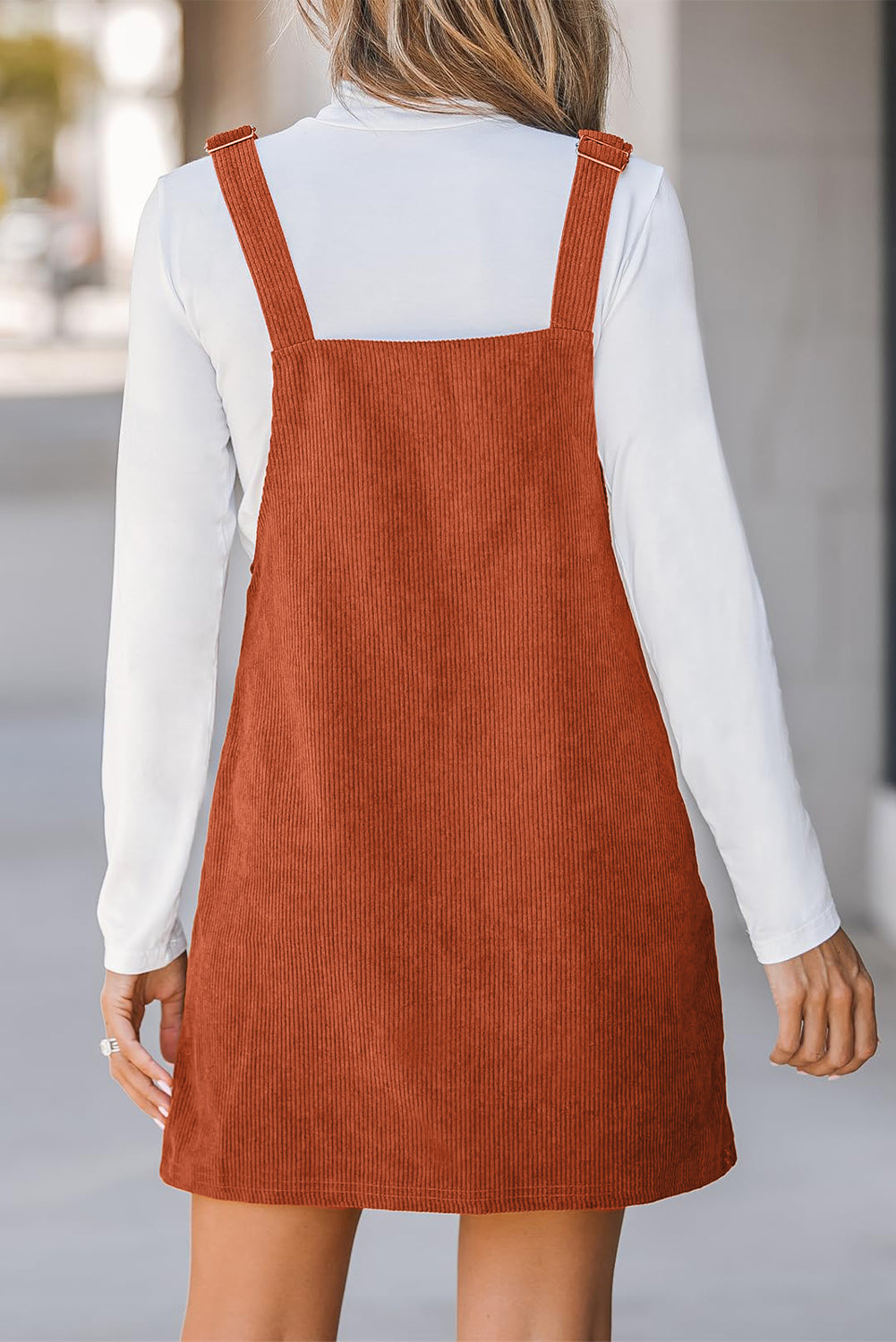 Cinnamon Solid Front Pockets Sleeveless Corduroy Overall Dress-Chaelisa's New Jammies
