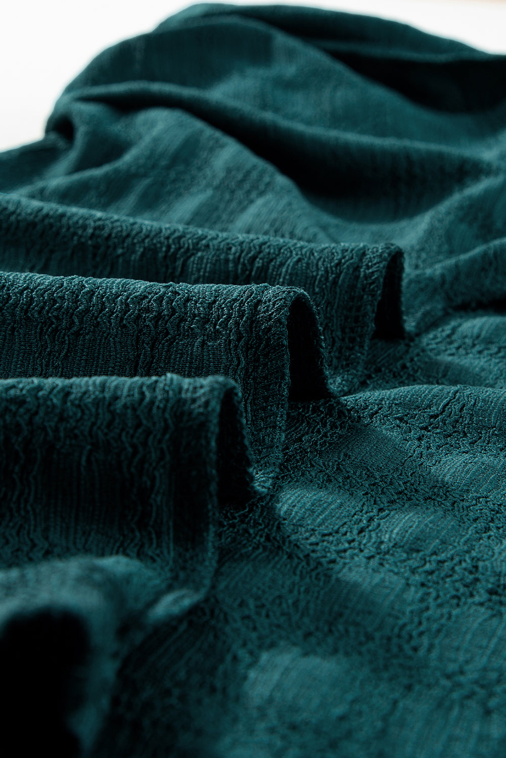 Sea Green Solid Textured Split Neck Short Sleeve Blouse-Chaelisa's New Jammies