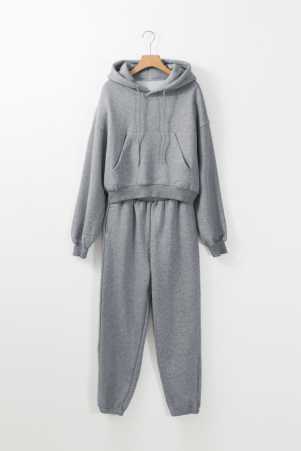 Gray Solid Drop Shoulder Hoodie and Joggers Activewear Set-Chaelisa's New Jammies
