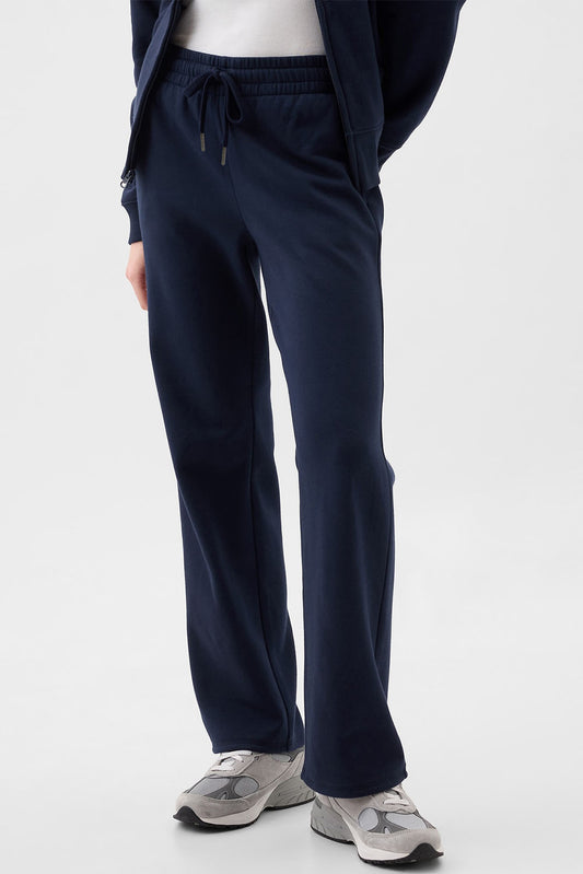 Navy Blue Solid Color Fleece Lined Drawstring Waist Casual Pants-Chaelisa's New Jammies