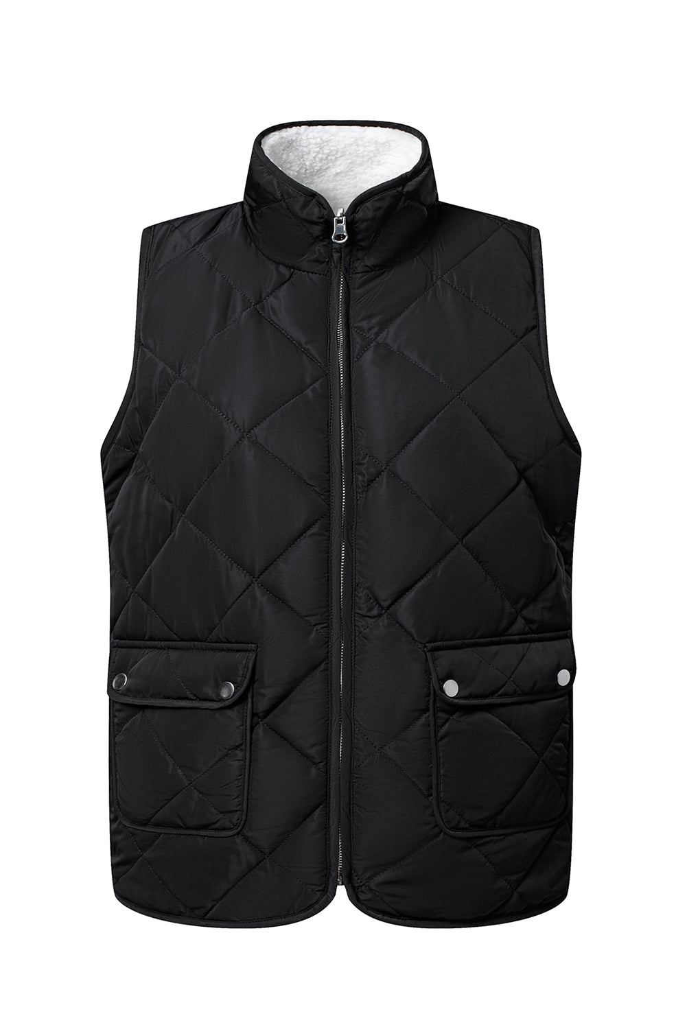Black Fleece Lined Quilted Zip up Vest Coat-Chaelisa's New Jammies