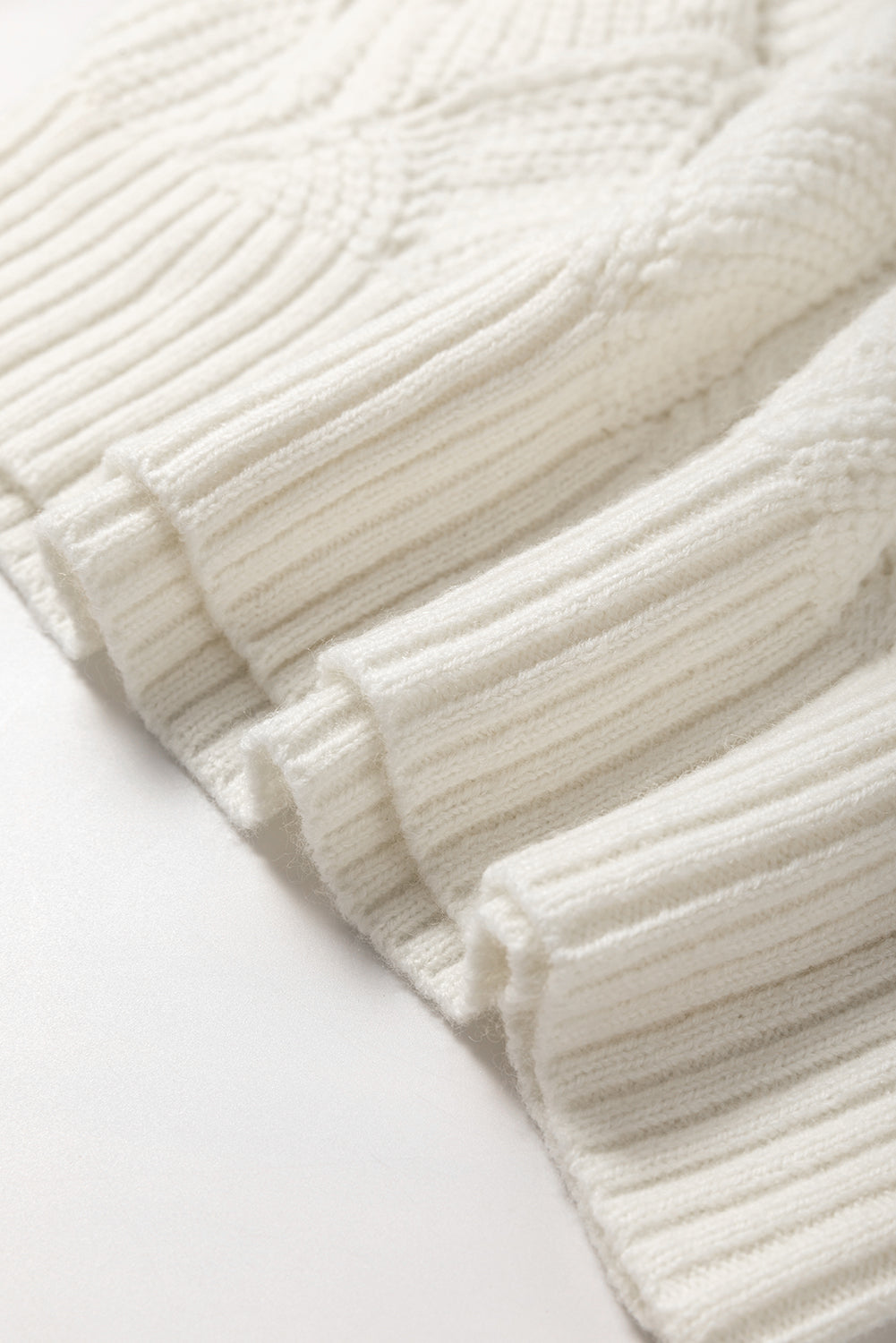 Beige Hollow Out Knit V Neck Drop Shoulder Sweater-Chaelisa's New Jammies