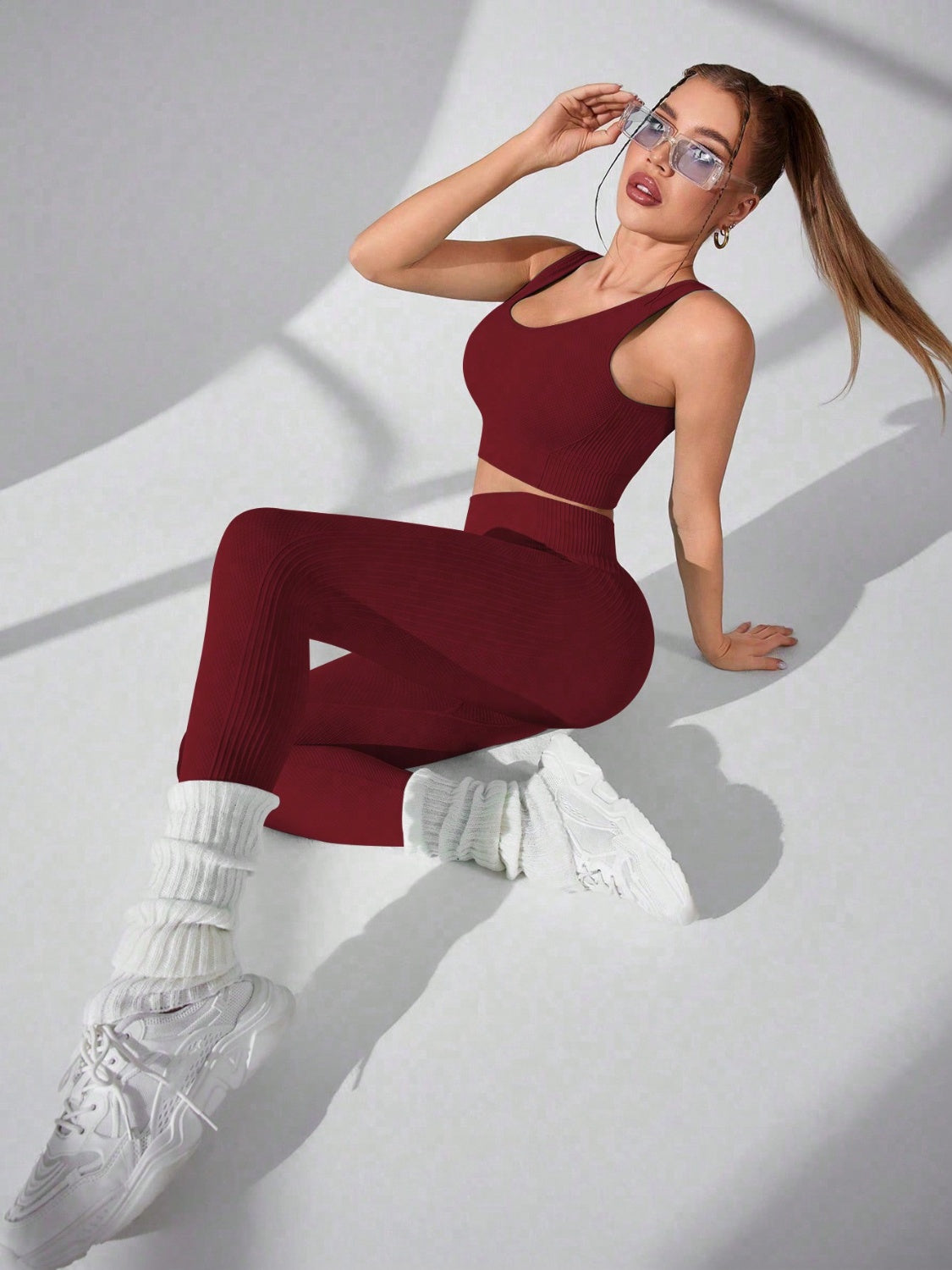 Scoop Neck Wide Strap Top and Pants Active Set-Chaelisa's New Jammies
