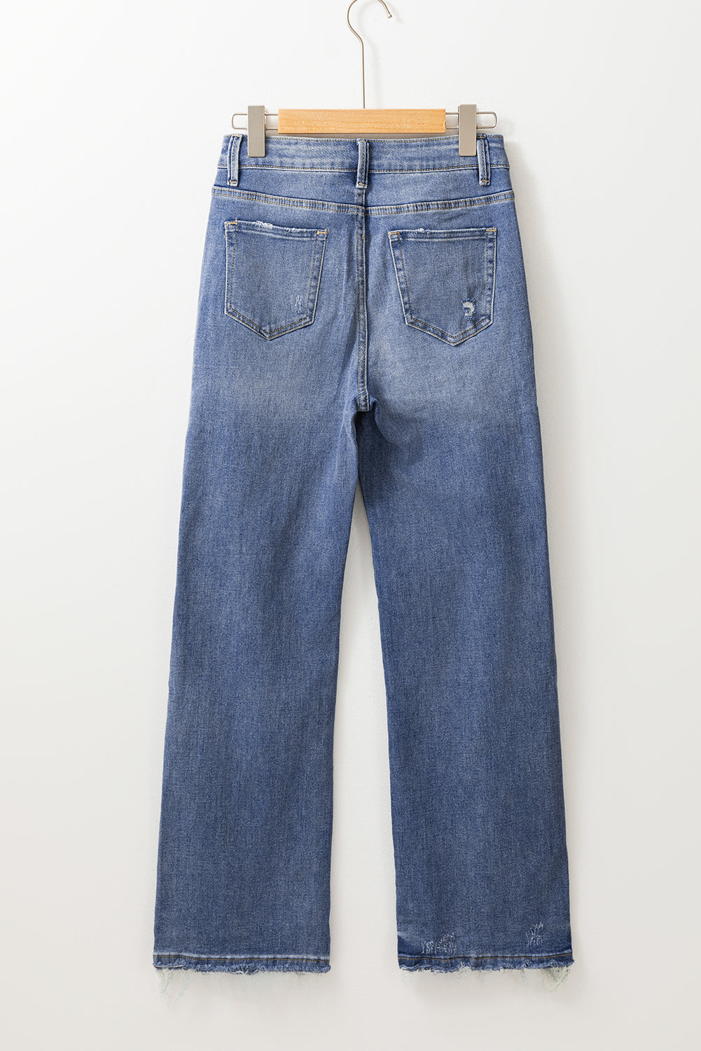 Ashleigh Blue Distressed Raw Hem Straight Leg High Waist Jeans-Chaelisa's New Jammies