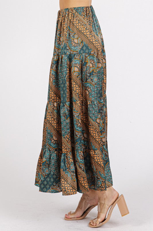 Mittoshop Paisley Patchwork Print Satin Maxi Skirt-Chaelisa's New Jammies