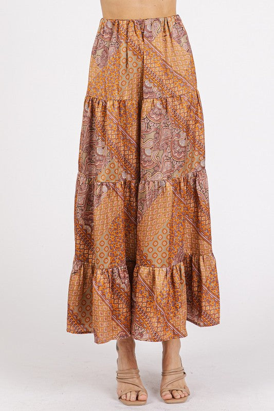 Mittoshop Paisley Patchwork Print Satin Maxi Skirt-Chaelisa's New Jammies