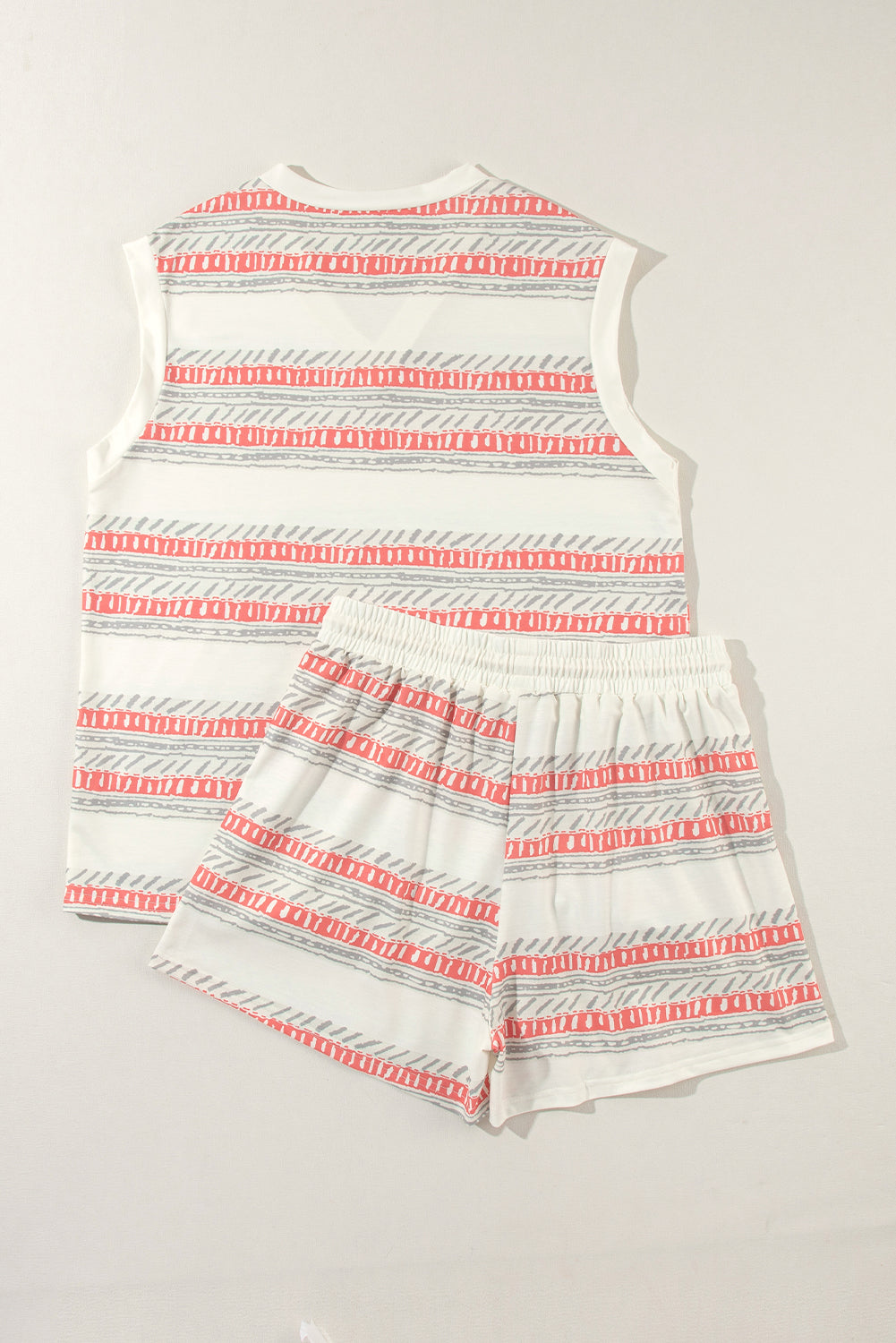 Beige Western Striped Print Casual Tank 2pcs Outfit-Chaelisa's New Jammies