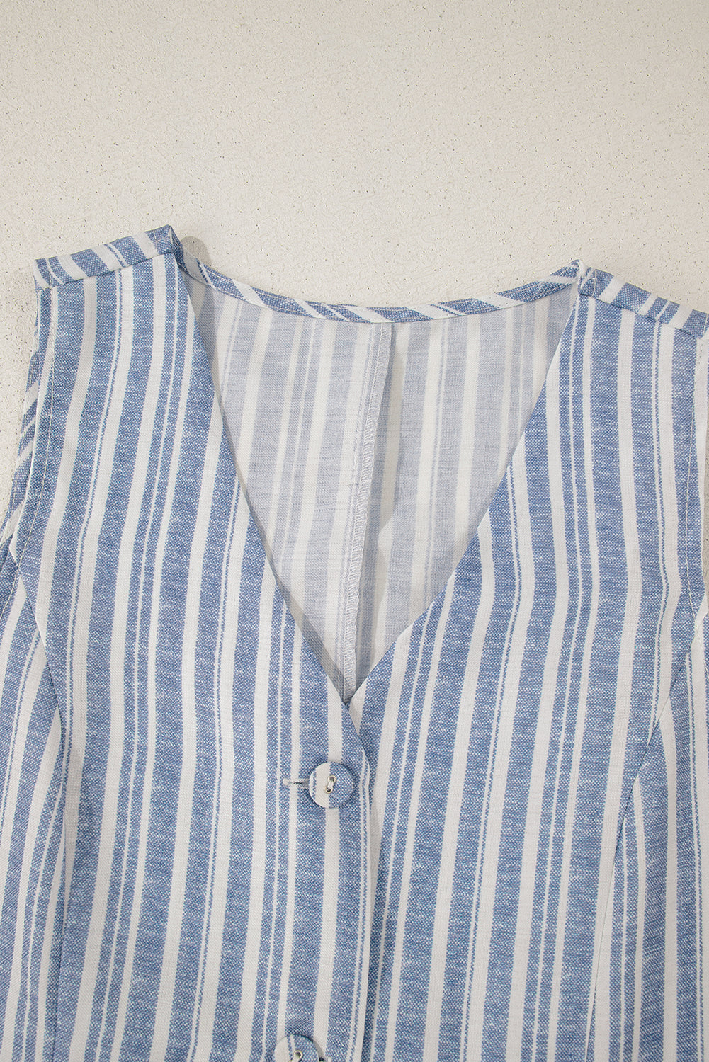 Sky Blue Stripe Buttoned Office Waistcoat Mini Skirt Set-Chaelisa's New Jammies