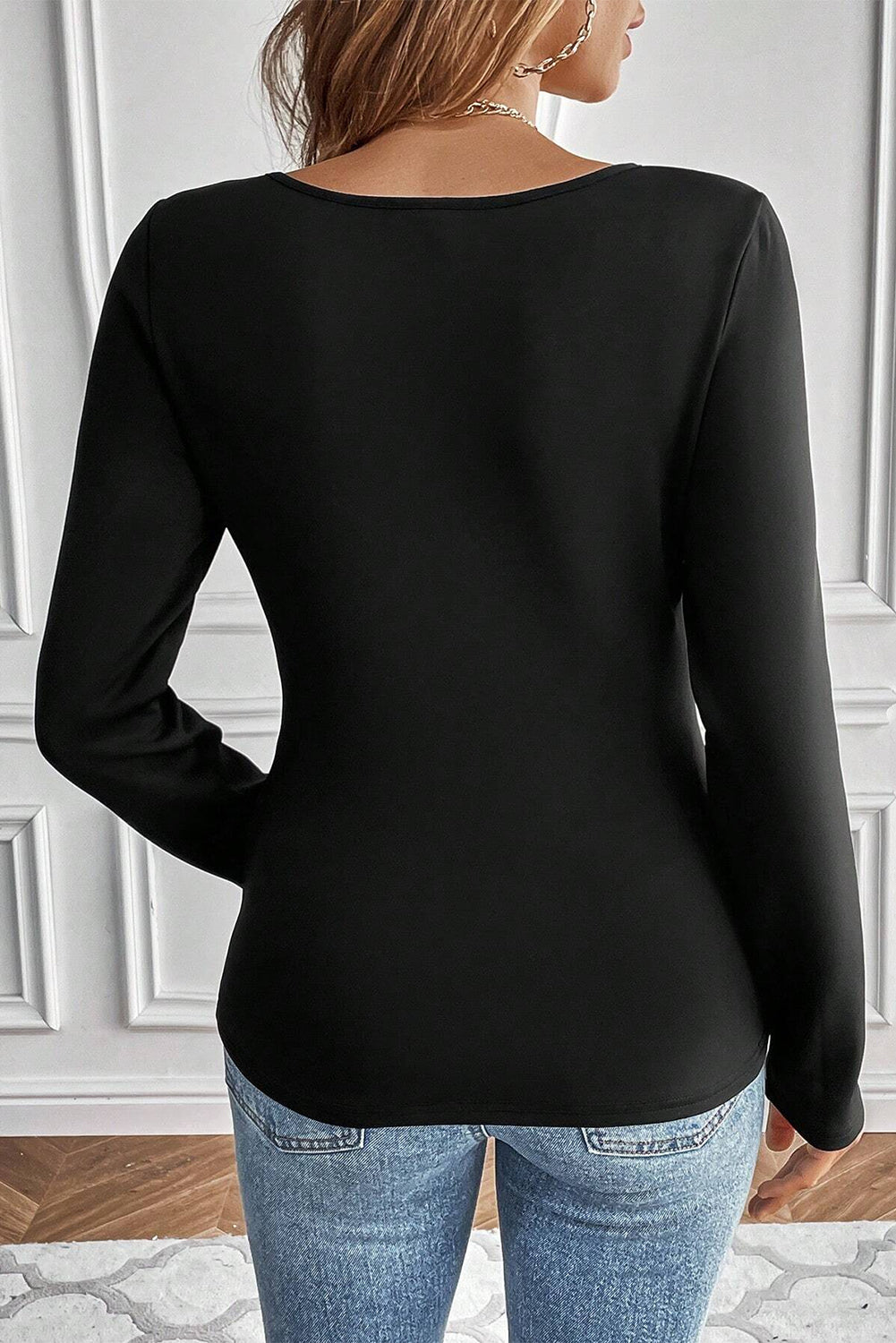 Black Solid Scoop Neck Slim Fit Thermal Top-Chaelisa's New Jammies