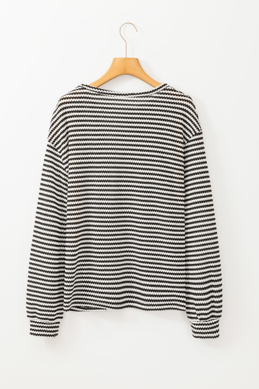 Black Stripe Round Neck Drop Shoulder Long Sleeve Top-Chaelisa's New Jammies