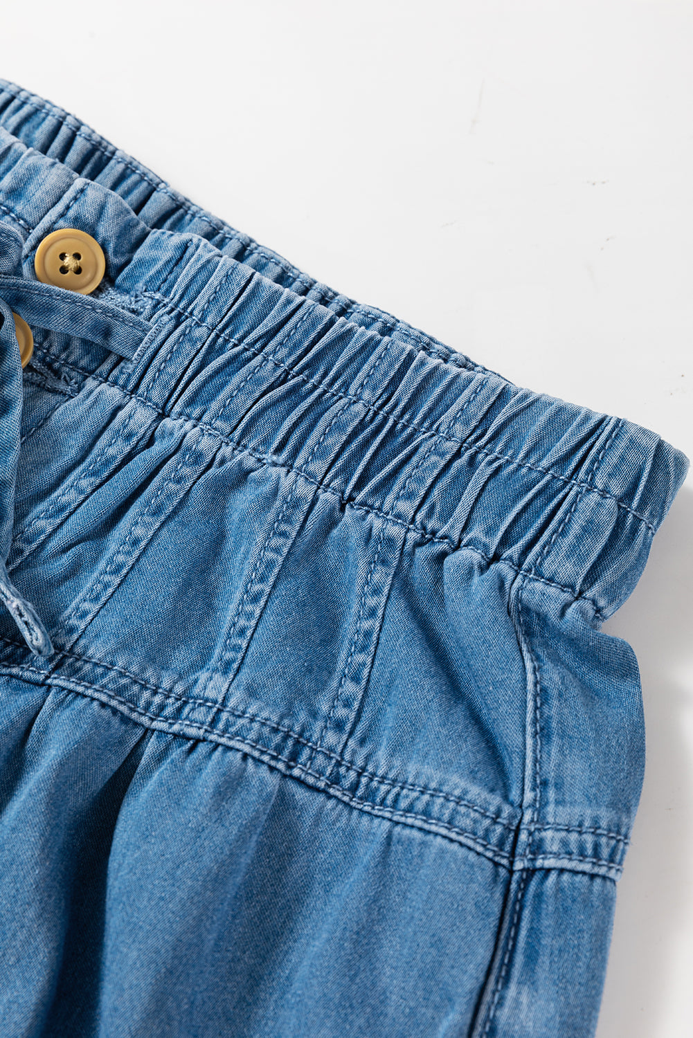 Dusk Blue Mineral Wash Button Fly Waist Wide Leg Jeans-Chaelisa's New Jammies
