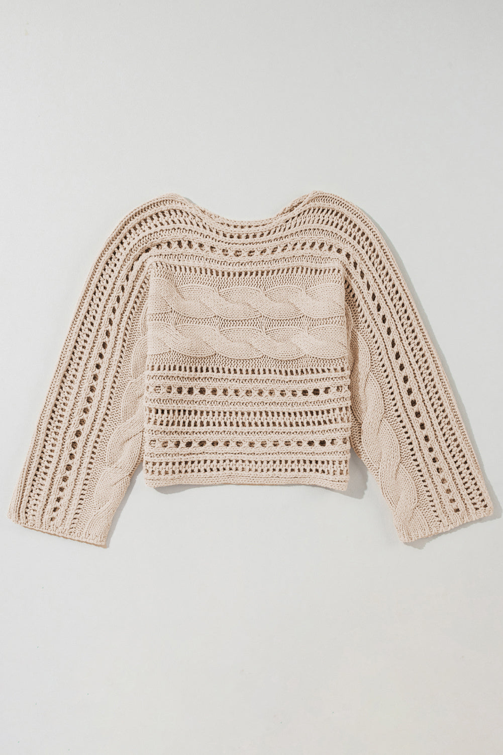 Smoke Gray Hollow-out Cable Knit Cropped Sweater-Chaelisa's New Jammies