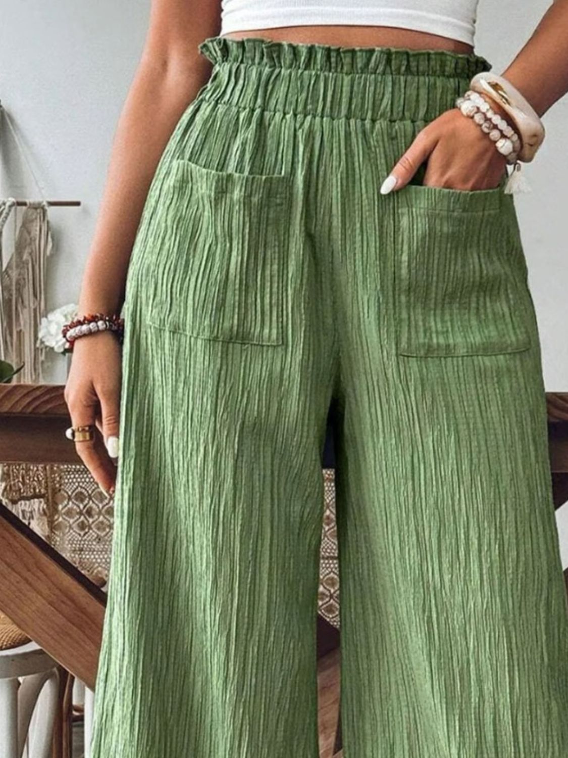 Frill Wide Leg Pants-Chaelisa's New Jammies