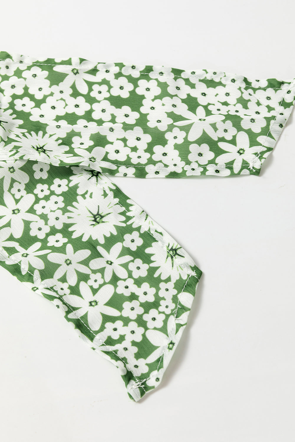 Green Floral Print Square Neck Shirred Waist Tiered Ruffled Mini Dress-Chaelisa's New Jammies