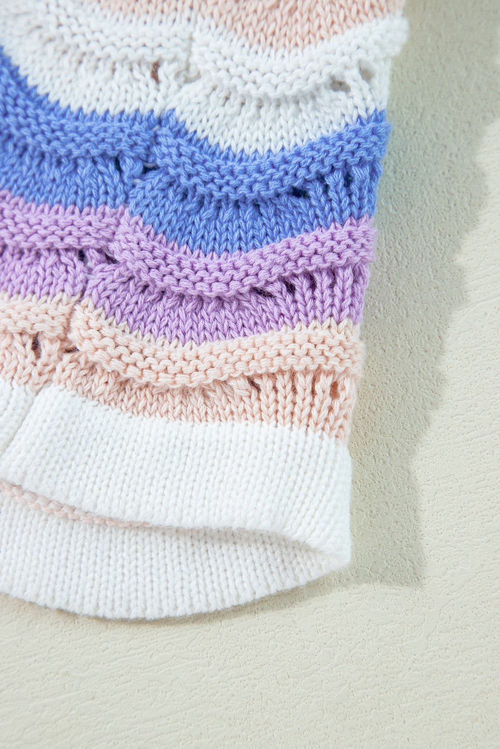 Purple Stripe Wavy Pointelle Knit Drop Shoulder Sweater-Chaelisa's New Jammies