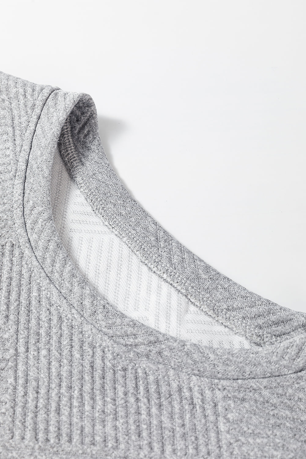 Gray Solid Color Textured Long Sleeve Shift Dress-Chaelisa's New Jammies