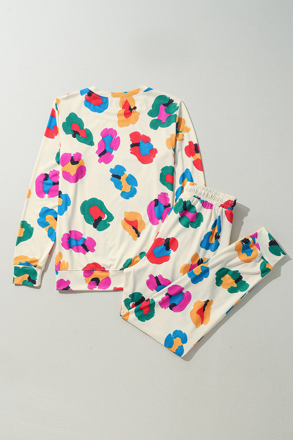 Apricot Leopard Print Long Sleeve Top and Skinny Pants Lounge Set-Chaelisa's New Jammies